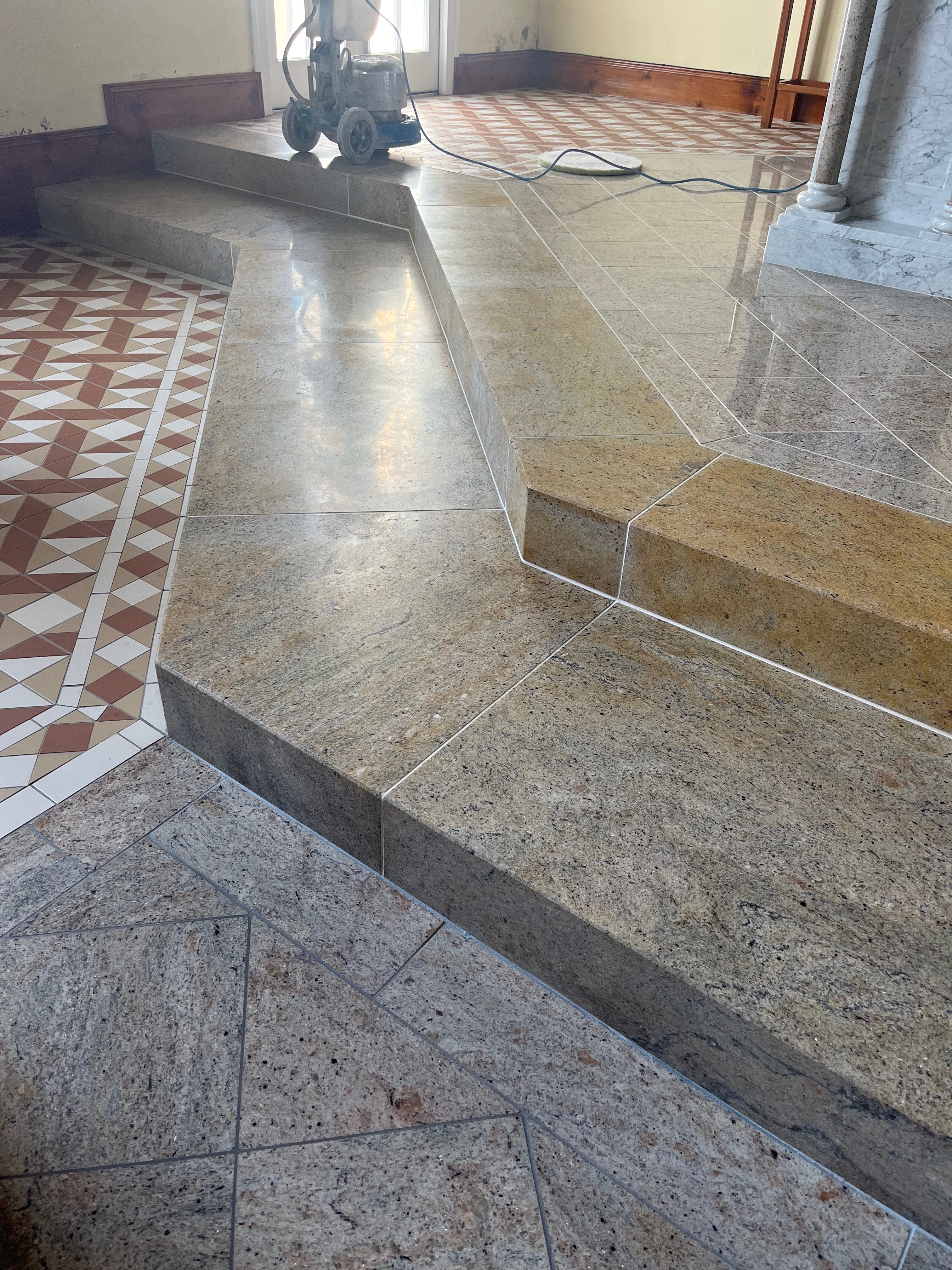 Granite altar before restoration in Letterkenny, Donegal